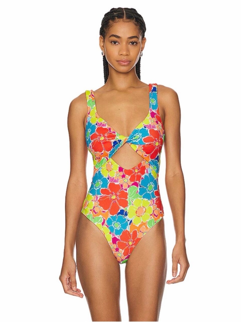 Beach Riot Kids Floral One-Piece Swimsuit in Orange, Blue, Yellow, Green